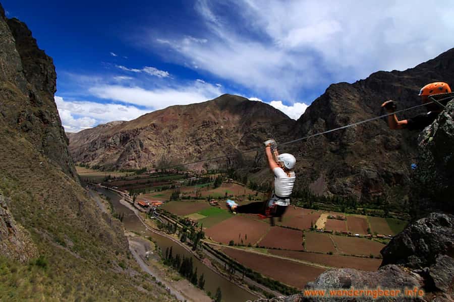 From Cusco: Via Ferrata & Zip Line with lunch - Getting fitted with a harness at the Pachar base