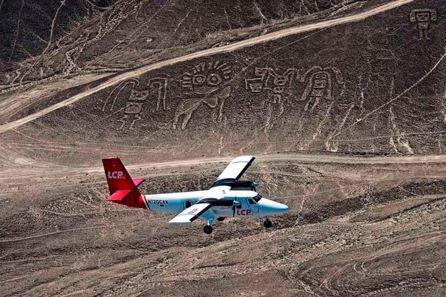 From Nazca: Flight in a light aircraft over the Nazca Lines - Seeing the condor, spider, monkey, and hummingbird